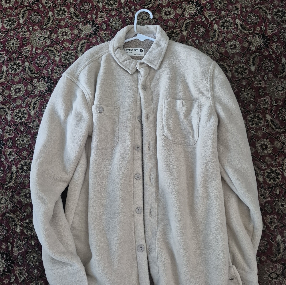 Cream Button-Up Fleece Jacket